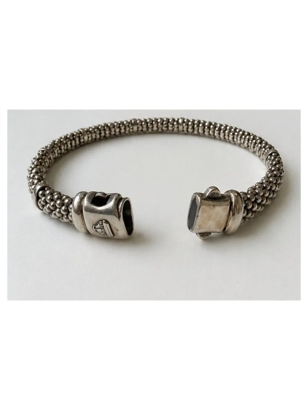 LAGOS Caviar Sterling Silver Bracelet Box Clasp Vintage w/ Pouch